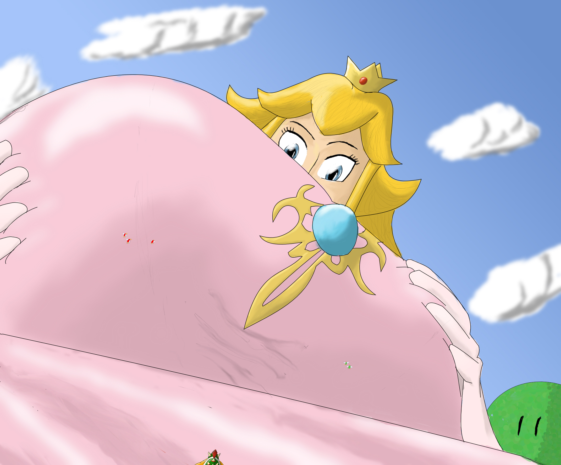 Bowser and the giant Peach.